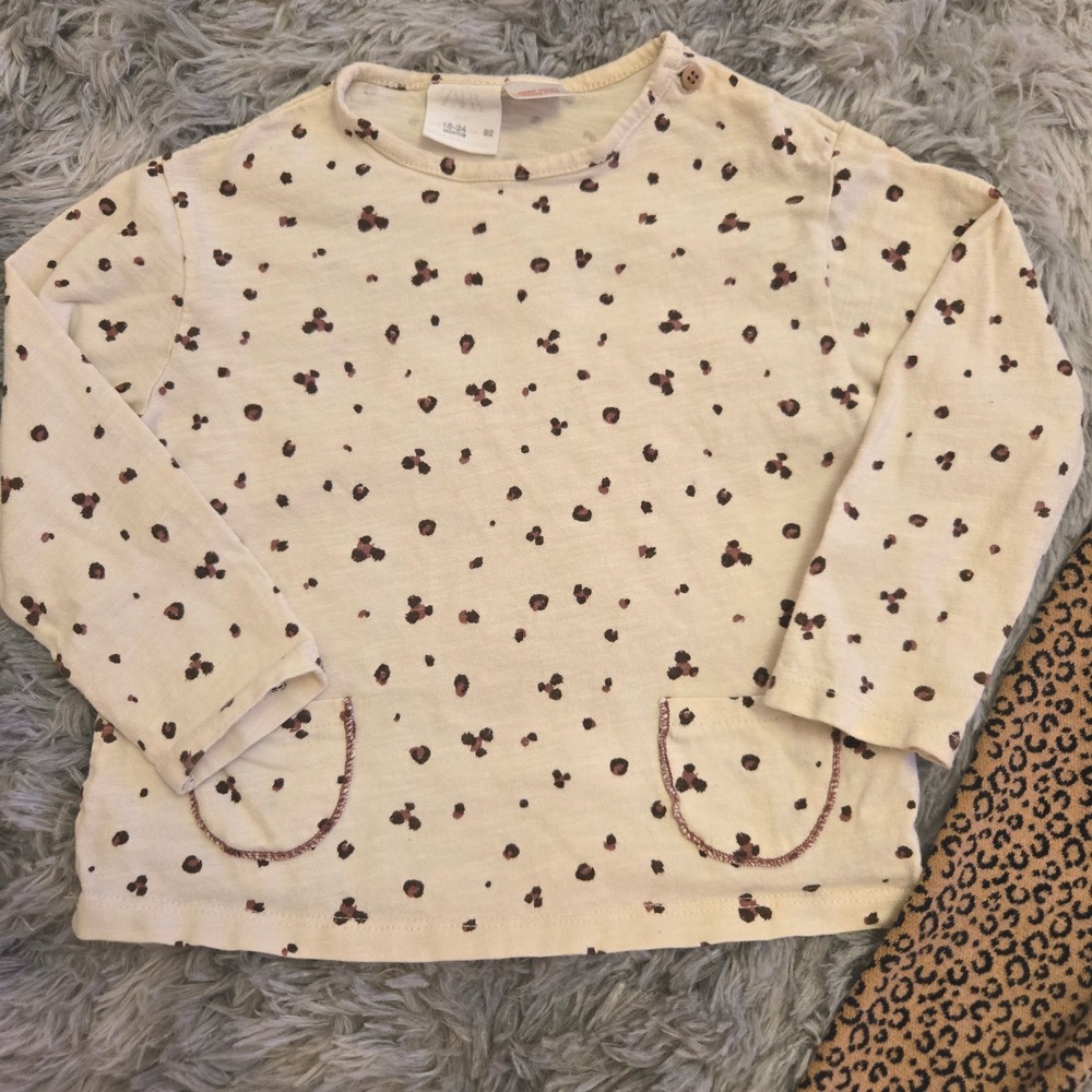 Zara Baby Girls Leopard Print‎ Top and Leggings Set 18-24 Months  100% Cotton - Picture 2 of 7
